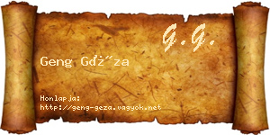 Geng Géza névjegykártya