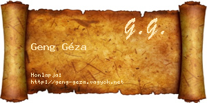 Geng Géza névjegykártya